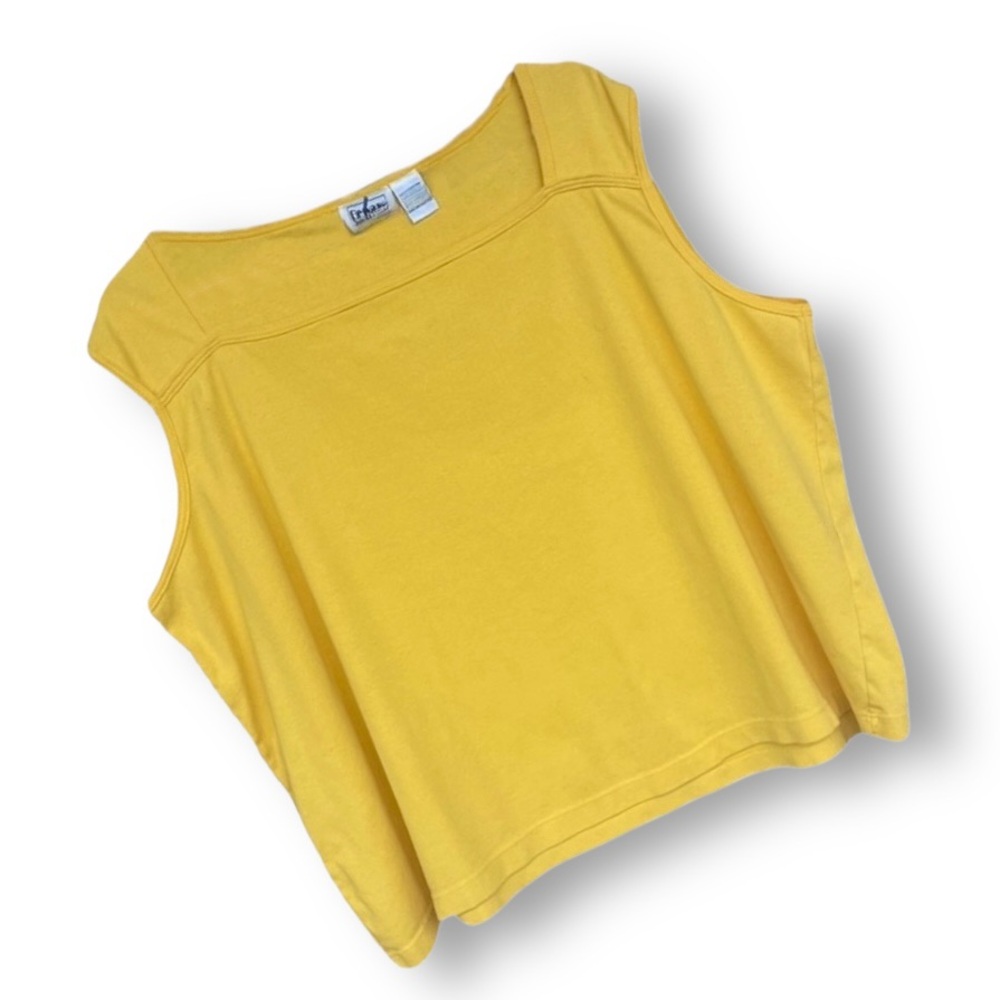 Vintage Bright Yellow Square-Neck Cotton Tank Top